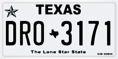TX license plate DRO3171