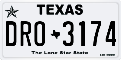 TX license plate DRO3174