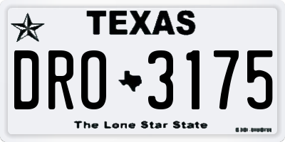 TX license plate DRO3175