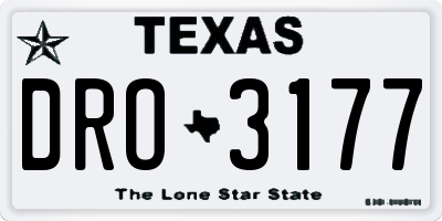 TX license plate DRO3177