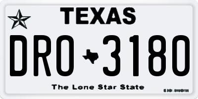 TX license plate DRO3180