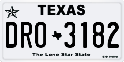 TX license plate DRO3182
