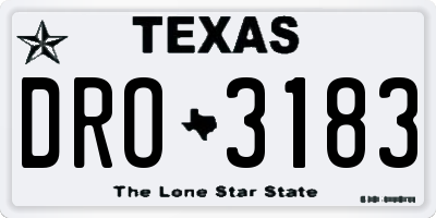 TX license plate DRO3183