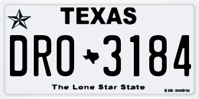 TX license plate DRO3184