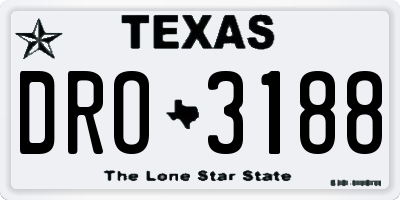 TX license plate DRO3188