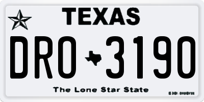 TX license plate DRO3190