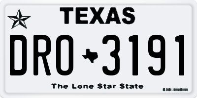 TX license plate DRO3191
