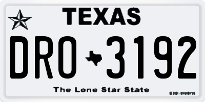 TX license plate DRO3192