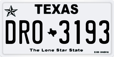 TX license plate DRO3193