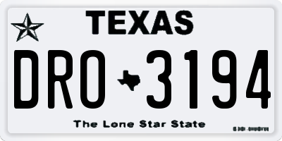 TX license plate DRO3194
