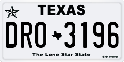 TX license plate DRO3196