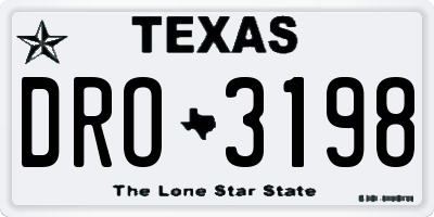 TX license plate DRO3198