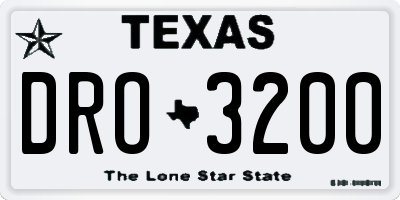 TX license plate DRO3200