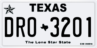 TX license plate DRO3201
