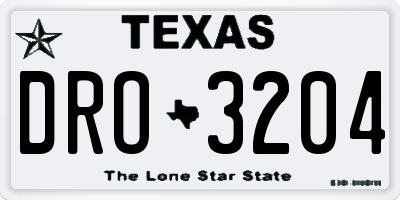 TX license plate DRO3204