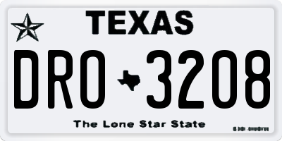 TX license plate DRO3208