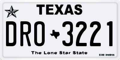 TX license plate DRO3221