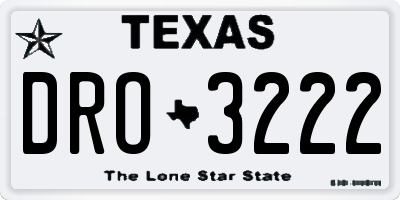 TX license plate DRO3222