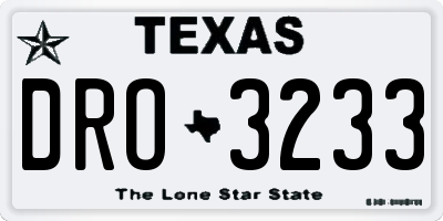 TX license plate DRO3233