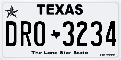 TX license plate DRO3234