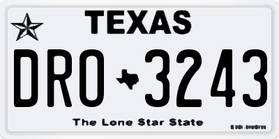 TX license plate DRO3243