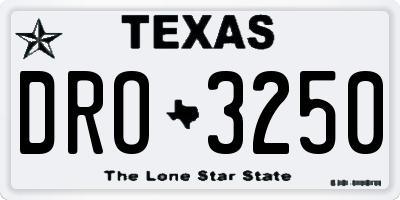 TX license plate DRO3250