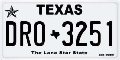 TX license plate DRO3251