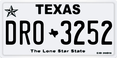 TX license plate DRO3252