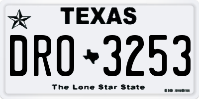 TX license plate DRO3253