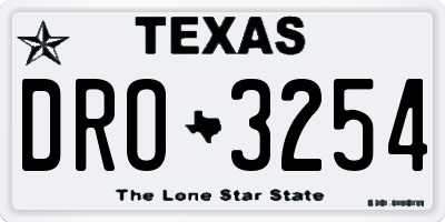 TX license plate DRO3254
