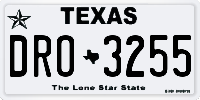 TX license plate DRO3255
