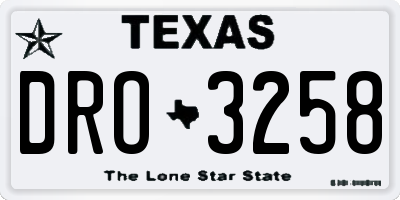 TX license plate DRO3258