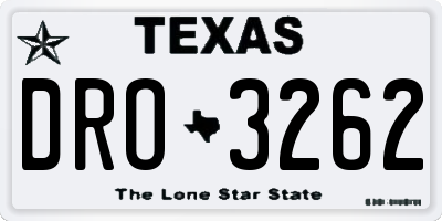 TX license plate DRO3262