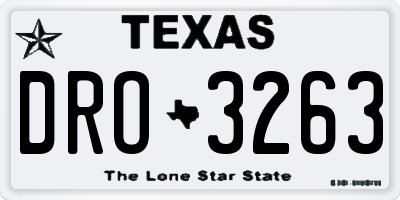 TX license plate DRO3263