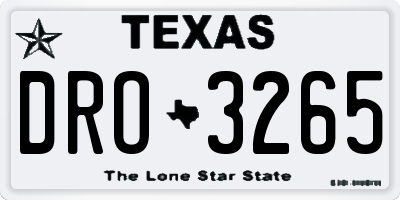 TX license plate DRO3265