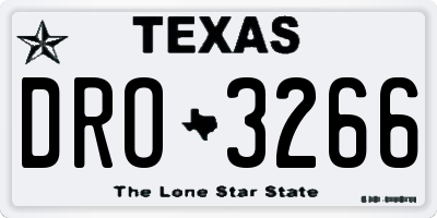 TX license plate DRO3266