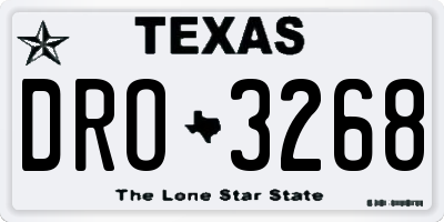 TX license plate DRO3268