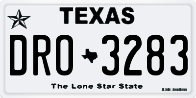 TX license plate DRO3283