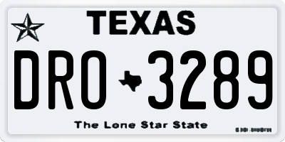 TX license plate DRO3289