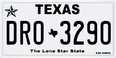 TX license plate DRO3290