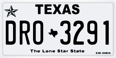 TX license plate DRO3291