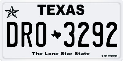TX license plate DRO3292