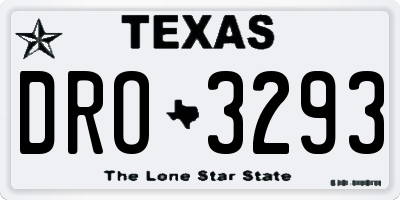 TX license plate DRO3293