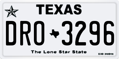 TX license plate DRO3296