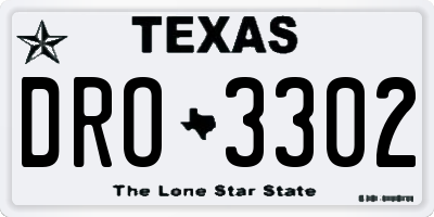 TX license plate DRO3302