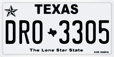 TX license plate DRO3305