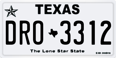 TX license plate DRO3312