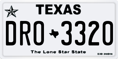 TX license plate DRO3320