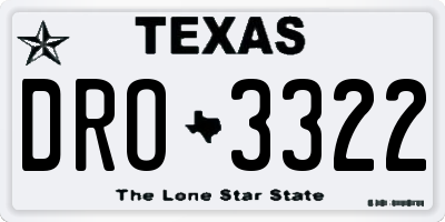 TX license plate DRO3322
