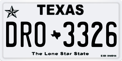TX license plate DRO3326